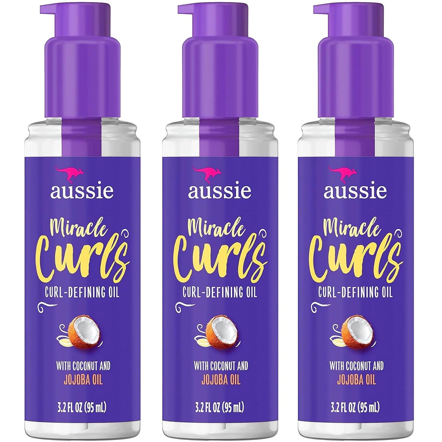 Aussie Miracle Curls Oil Trio, Hydrate & Define Curls!