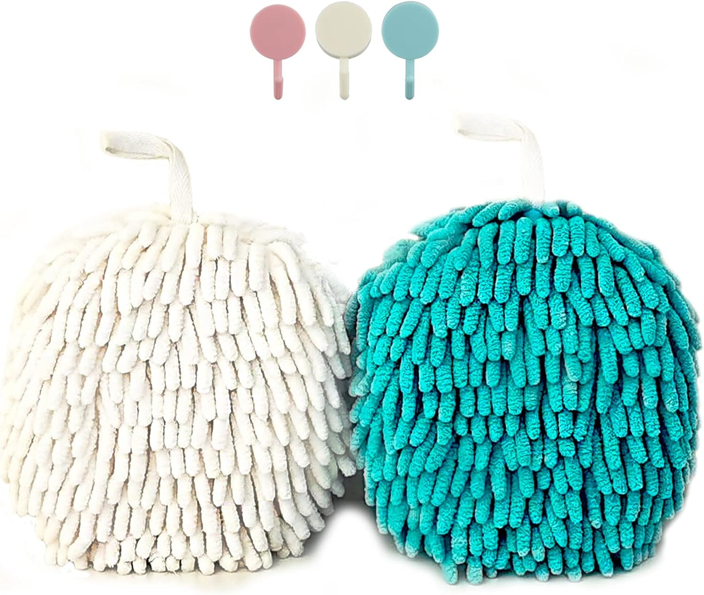 Soft Microfiber Chenille Hand Towels 2 Pack - Quick Dry!