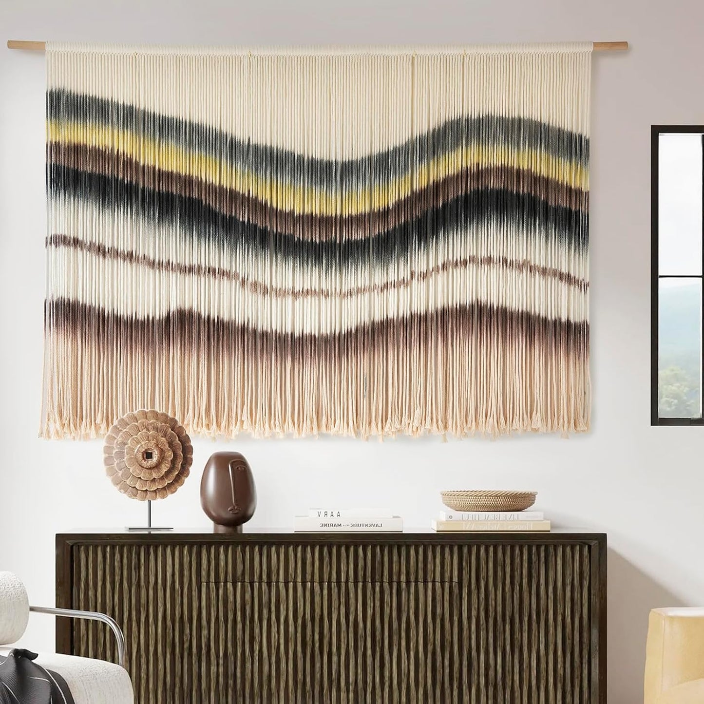 Macrame Wall Hanging Boho Chic Art for Living Room Decor