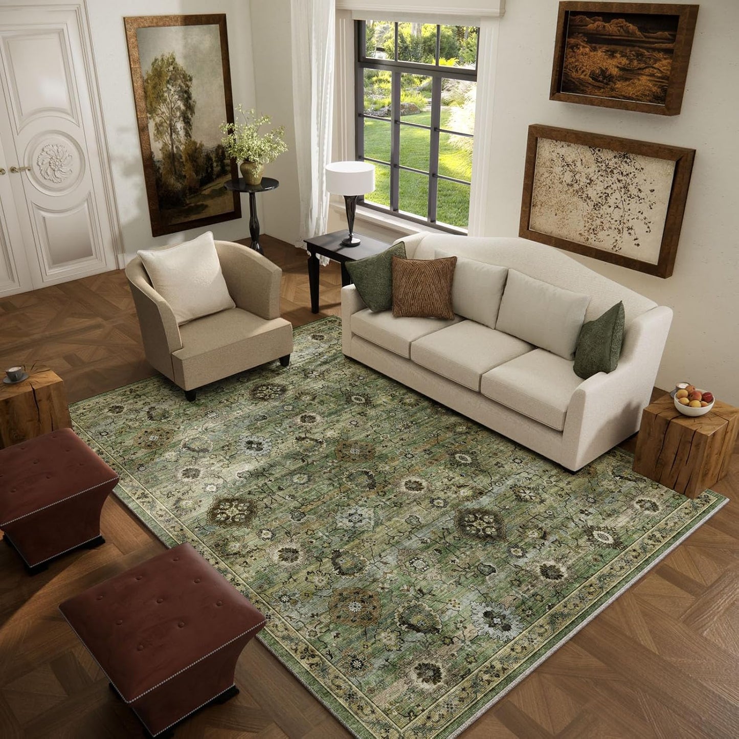 Washable Area Rugs for Living Room: Soft Boho Vintage Design