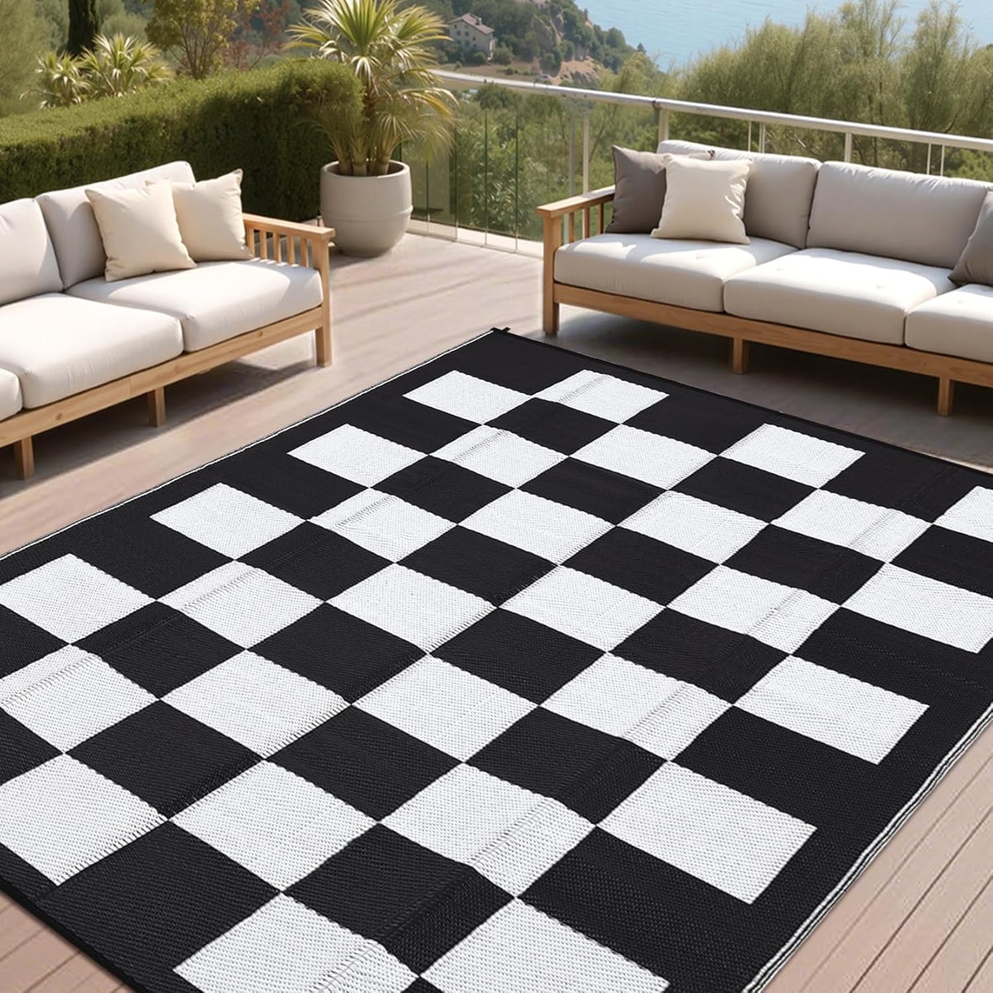 Large Waterproof Outdoor Rug for Stylish Picnics and Decks