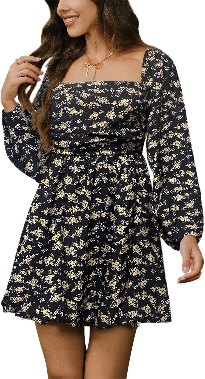 HYPERFIRE Women's Square Neck Long Sleeve Mini Dress Review