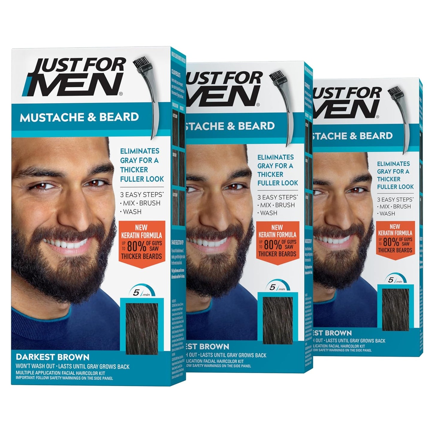 Just For Men Mustache & Beard Coloring for Gray Hair - Darkest Brown