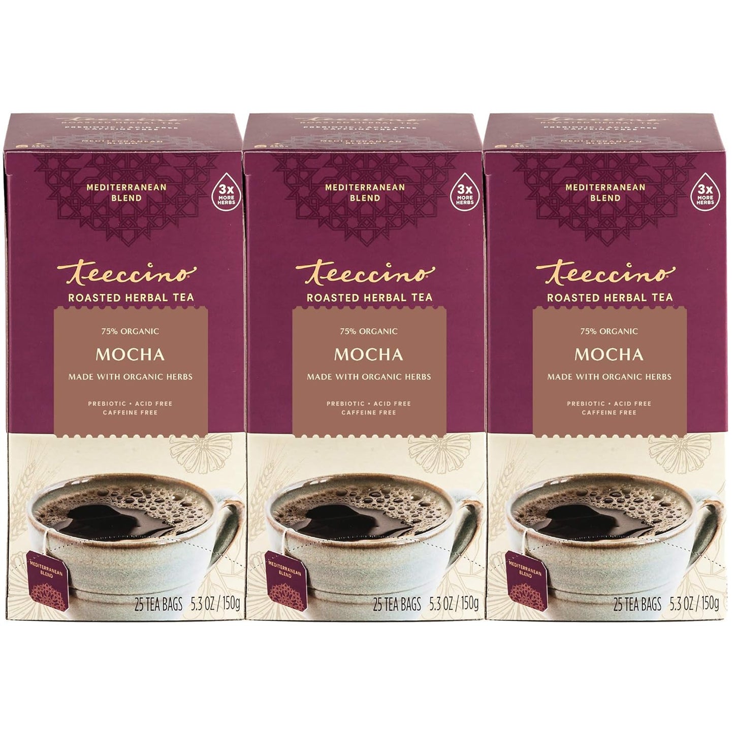 Teeccino Mocha Herbal Tea - Rich Chocolatey Caffeine Free Delight