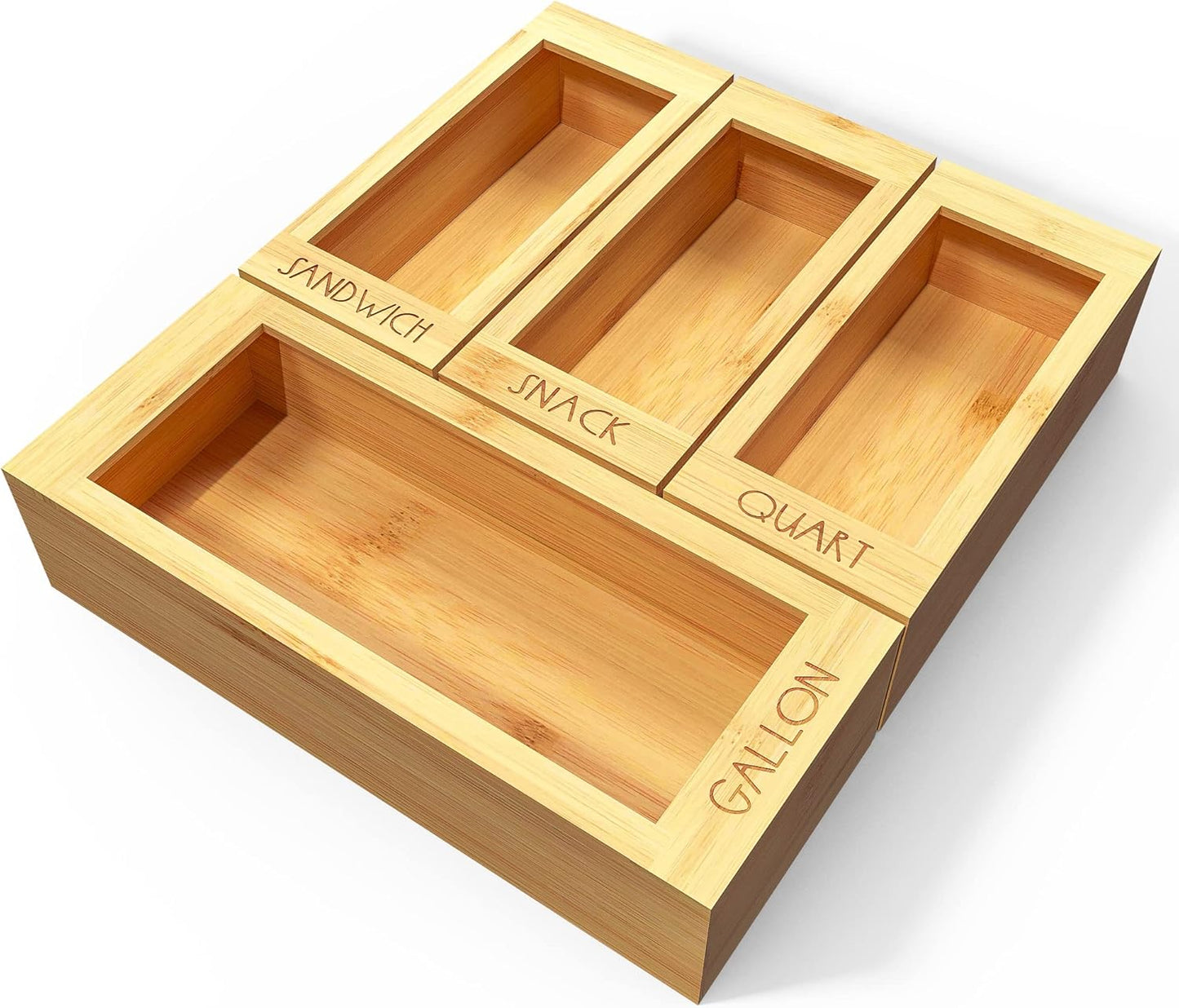 DALSHABET Bamboo Storage Bag Organizer for Kitchen Tidy
