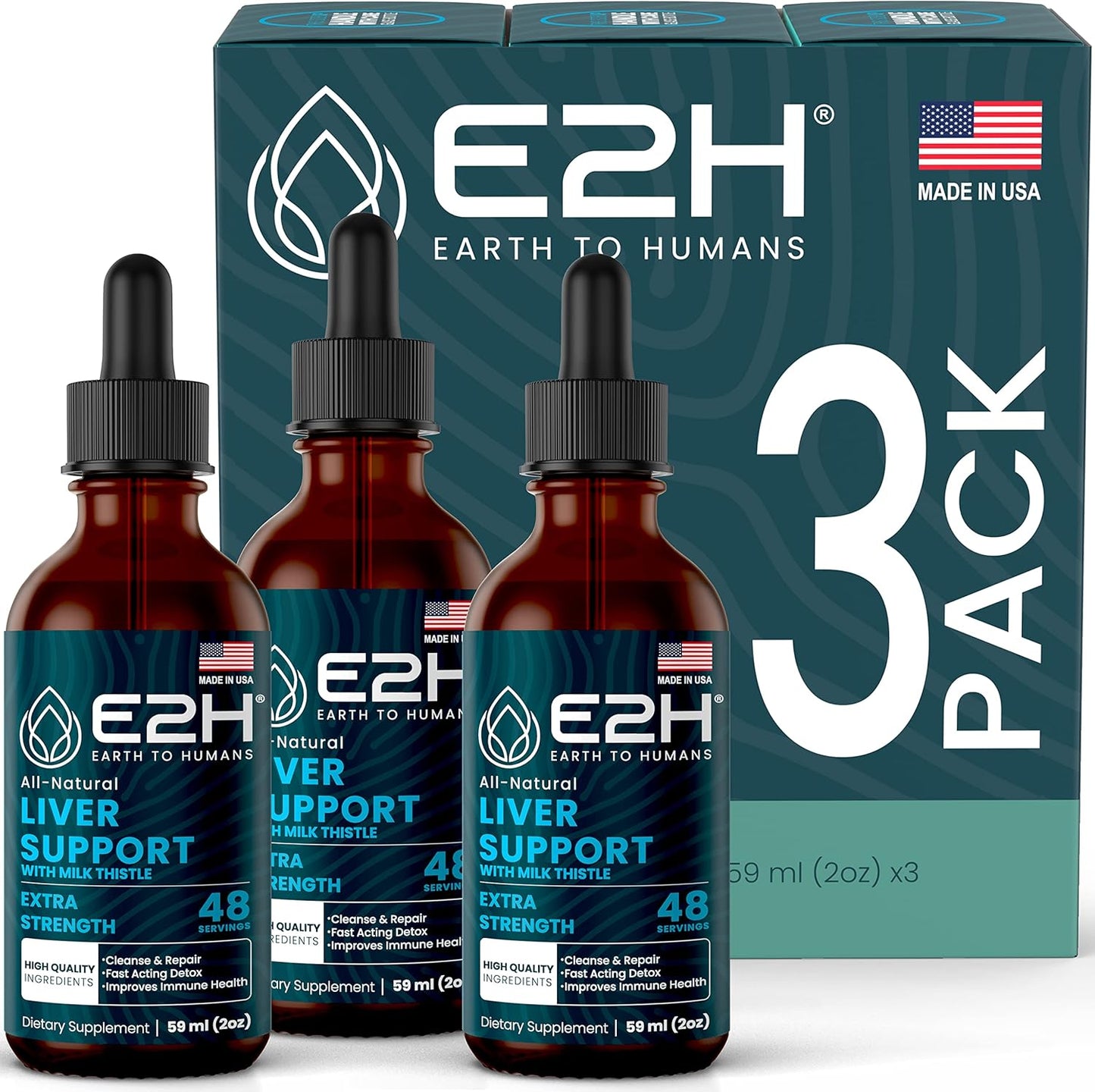 E2H Liver Support Supplement for Detox and Repair - 3 Bottles