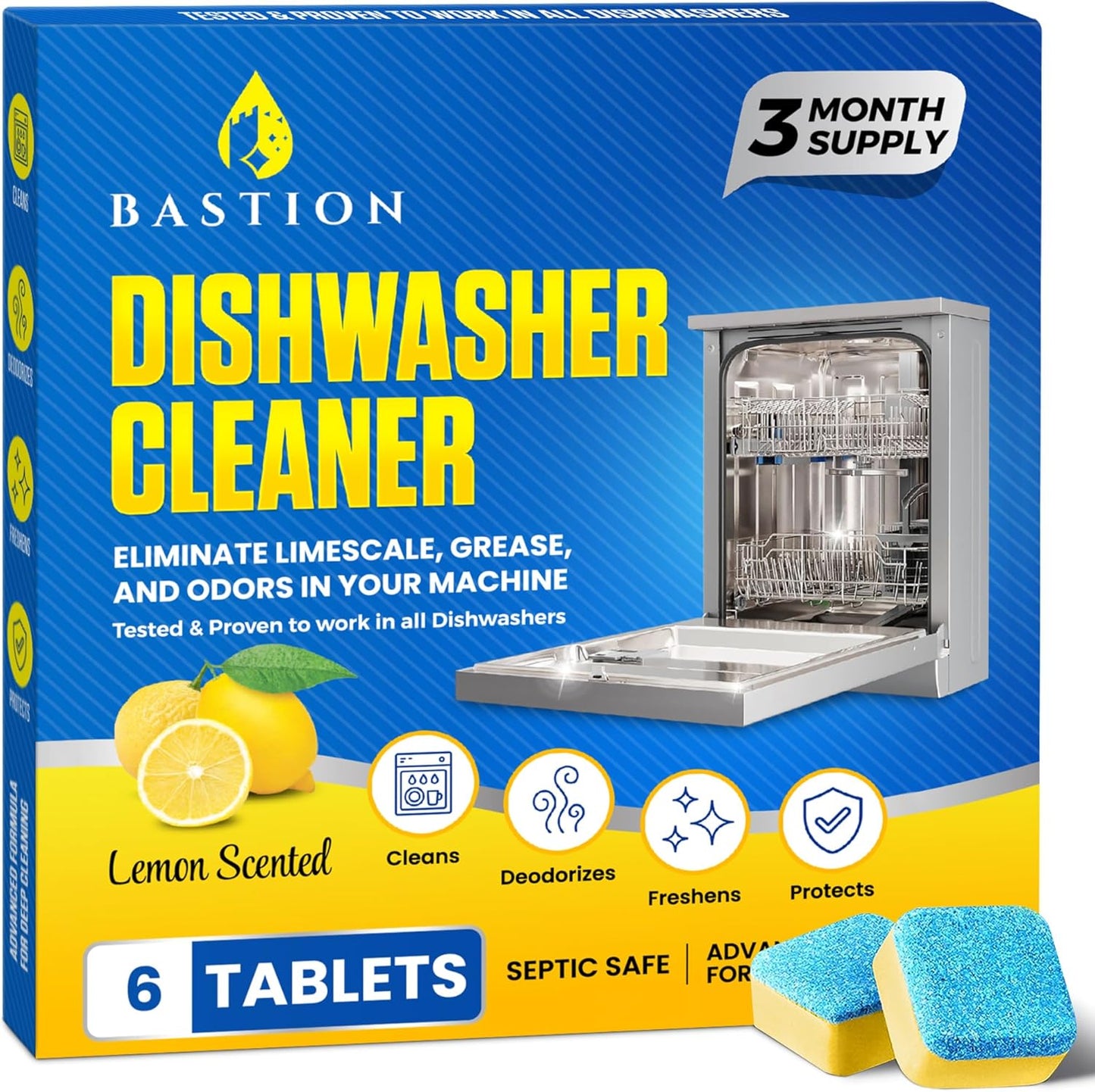Bastion Lemon Fresh Dishwasher Cleaner Pods