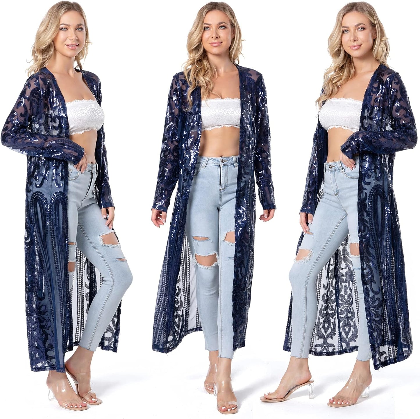 Women's Sequin Cardigan Summer Cover Up Dress for Evening Events