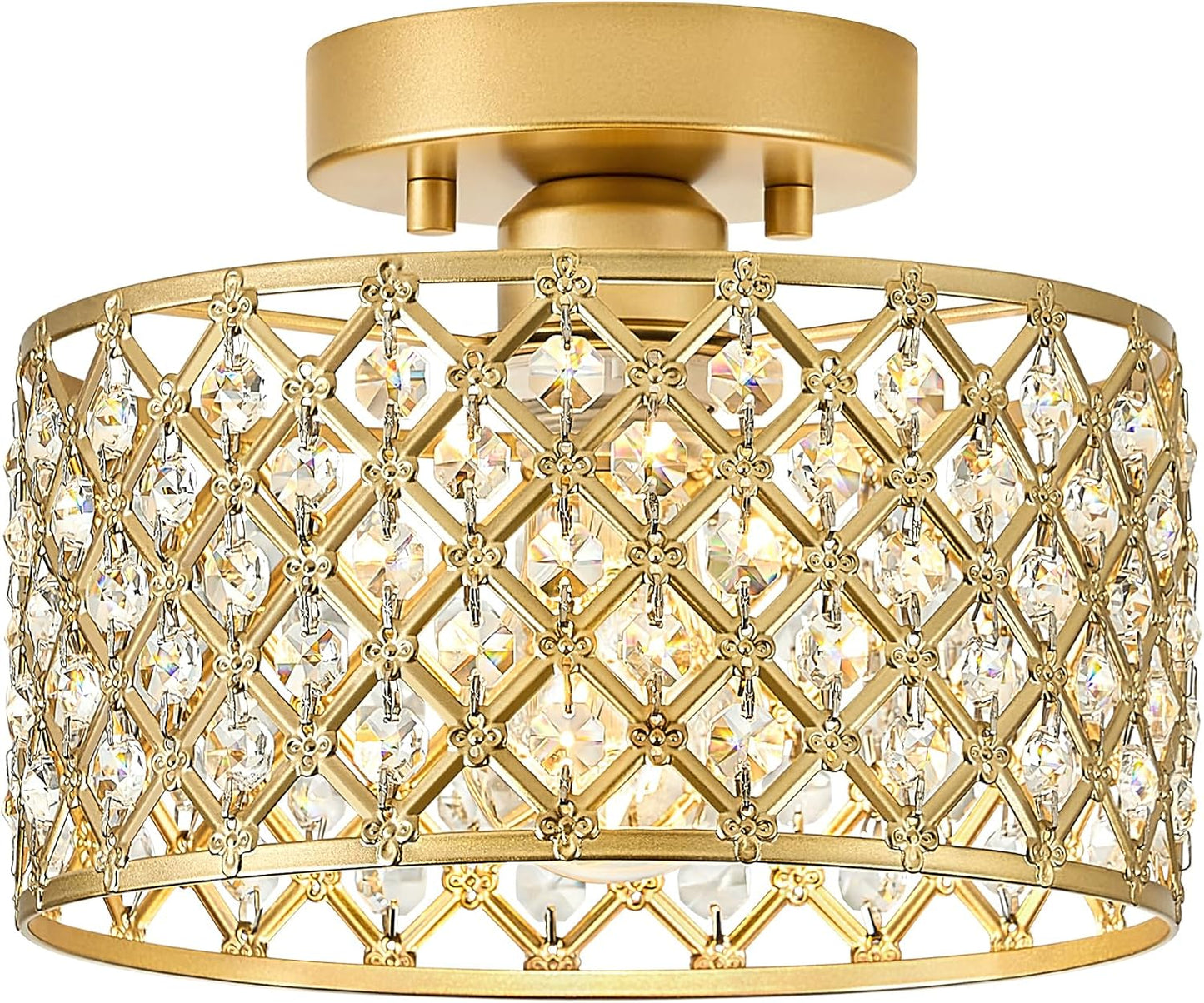 Gold Crystal Ceiling Light Fixture for Modern Home Decor
