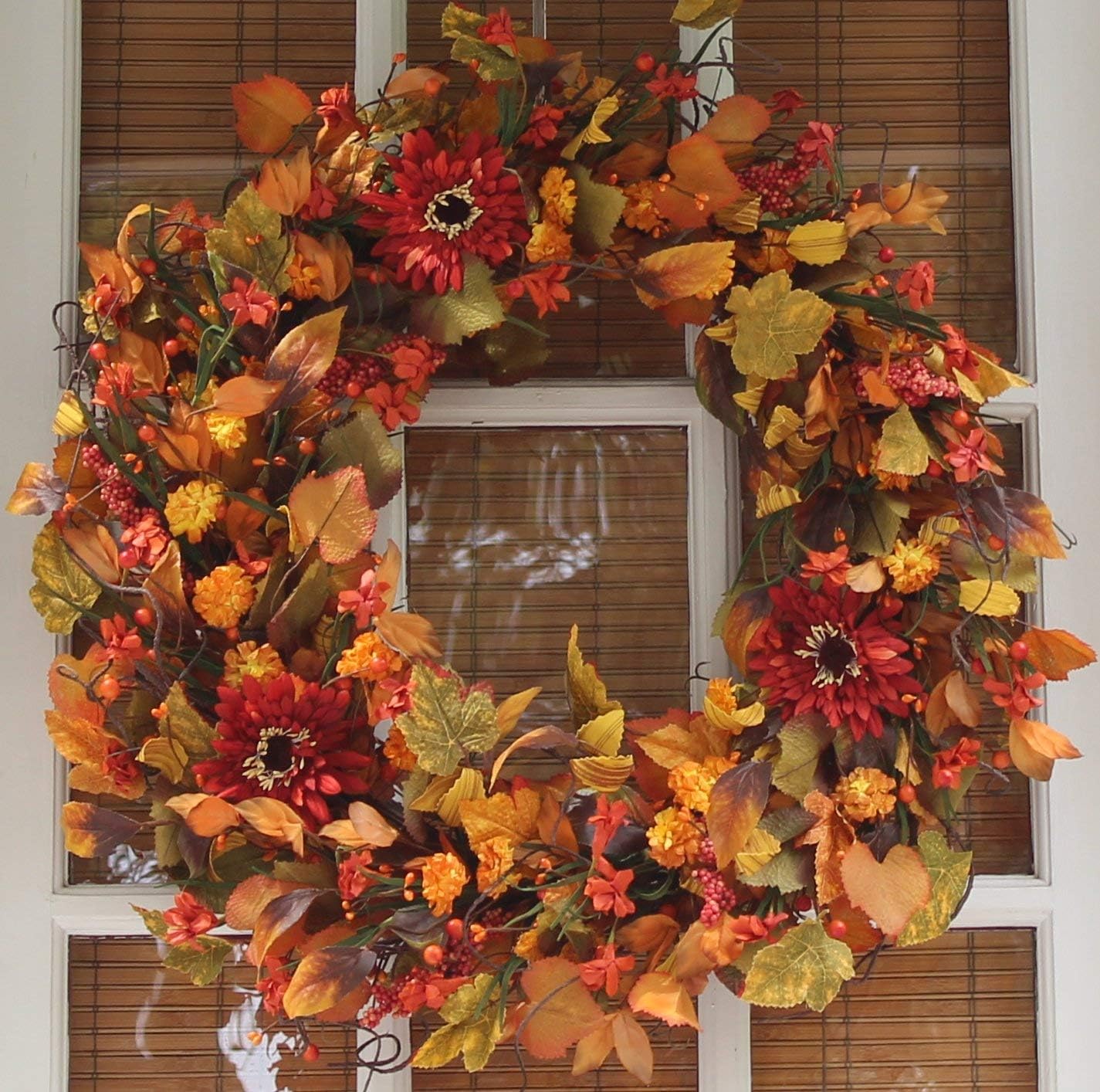 Highland Silk Fall Door Wreath 24 Inch for Autumn Decor