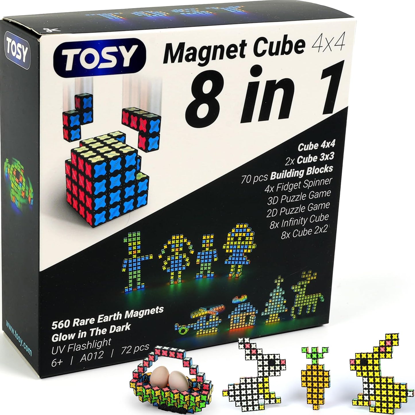 TOSY Magnet Cube 4x4 - 8 in 1 Puzzle Game and Fidget Spinner