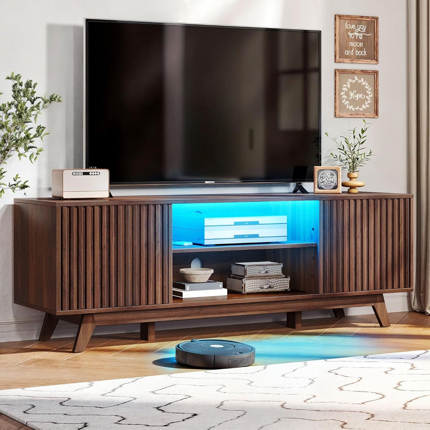 Mid Century Modern TV Stand - Adjustable Shelves