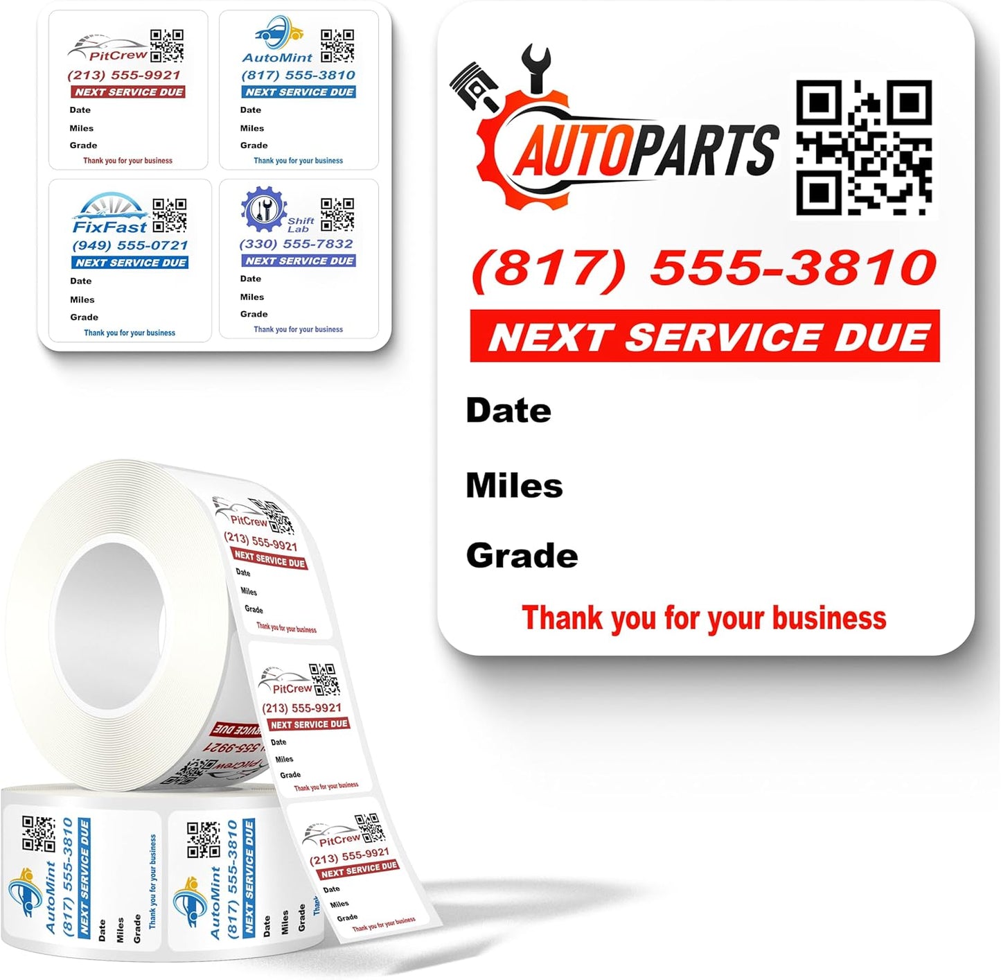 Custom Oil Change Stickers for Windshields - Durable & Easy to Use