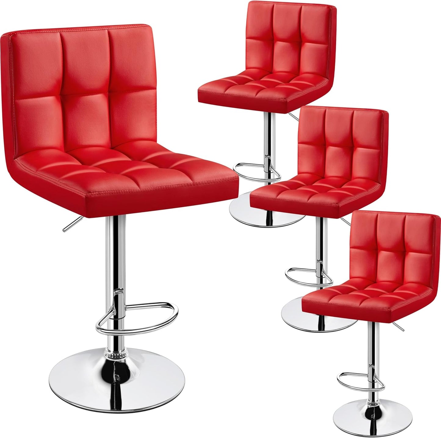 Yaheetech Adjustable PU Leather Swivel Bar Stools Set of 4