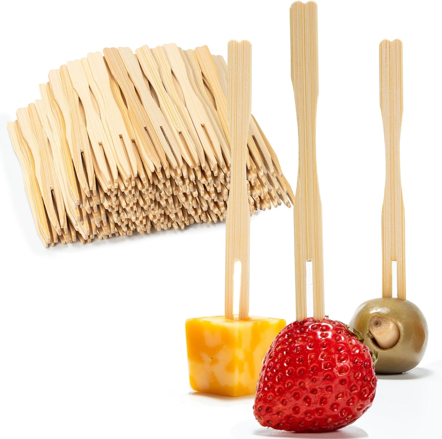 200 Bamboo Appetizer Forks - Perfect for Weddings & Charcuterie!