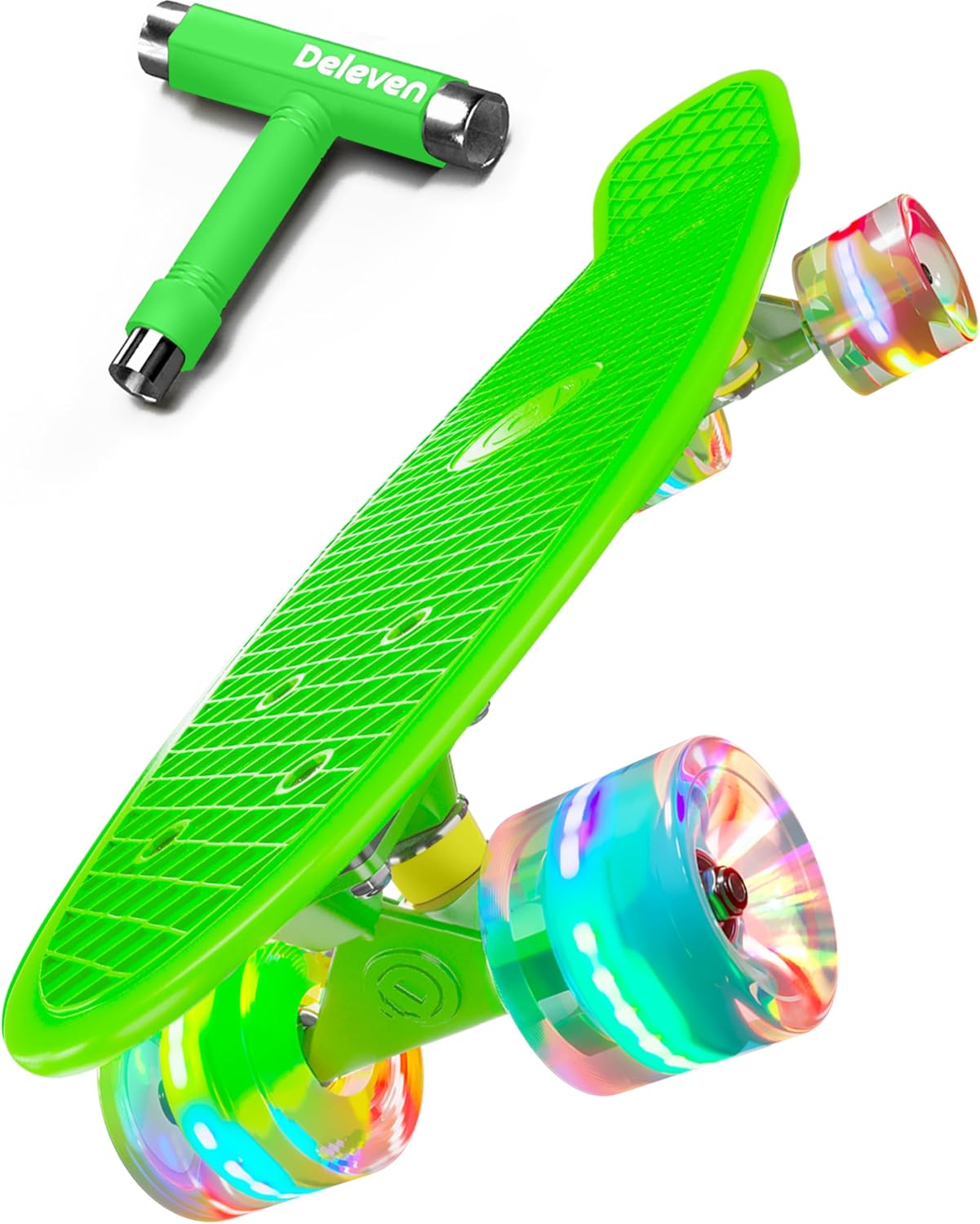 Deleven 22 Inch Skateboard with LED Wheels for Kids and Adults
