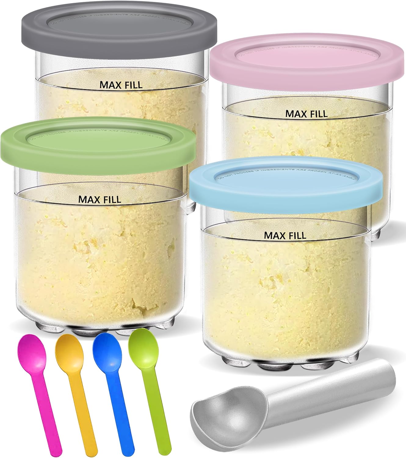 Smoothie Pot Compatible Ice Cream Containers - 4 Pack