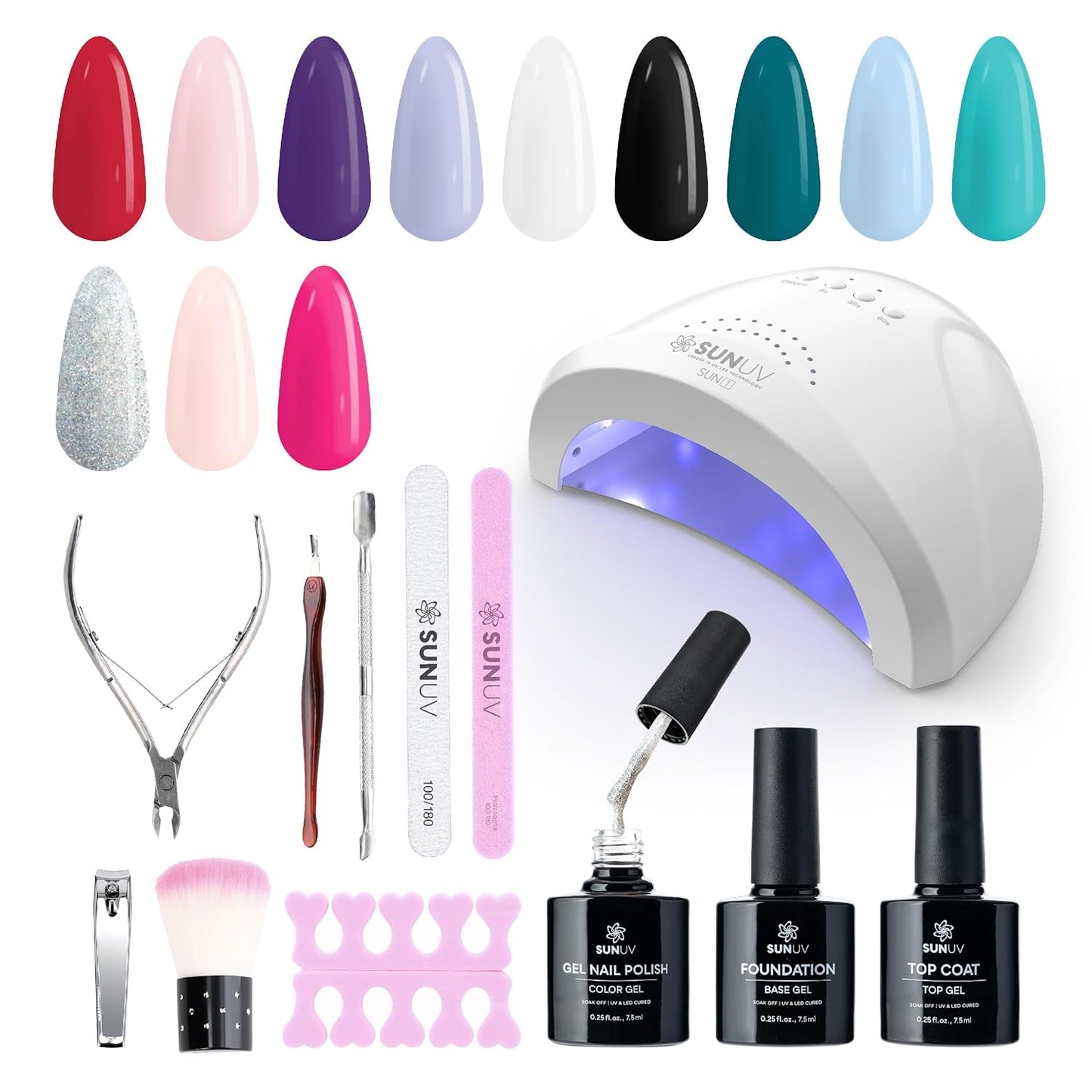SUNUV Gel Nail Polish Kit with UV Light for Perfect Manicure