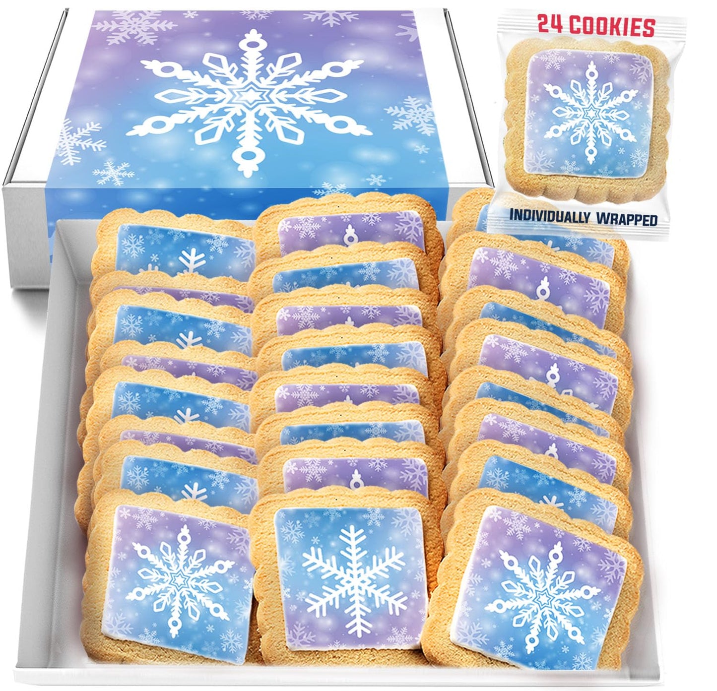 Delicious Snowflake Cookies for Winter Parties - 24 Pack Treats