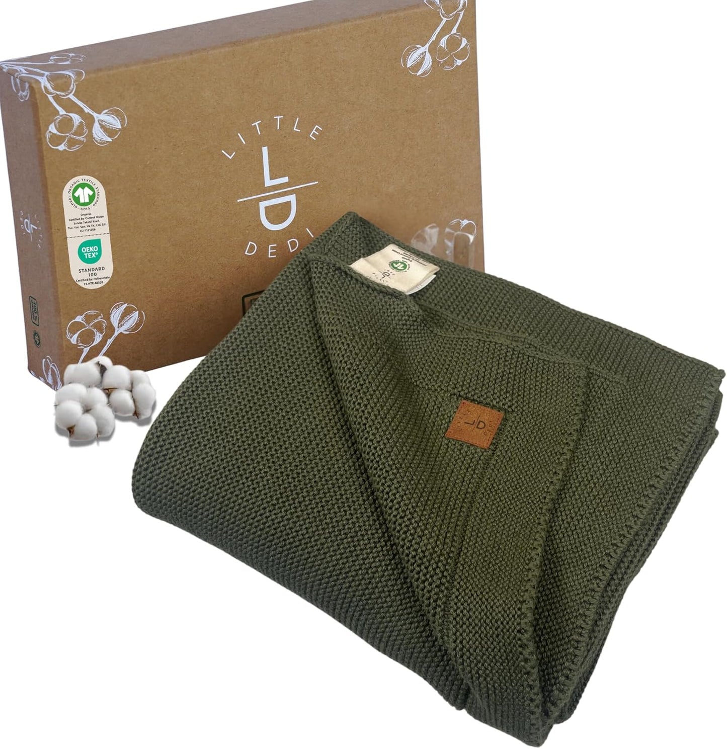 100% Organic Cotton Baby Knitted Blanket - Soft Toddler Blanket