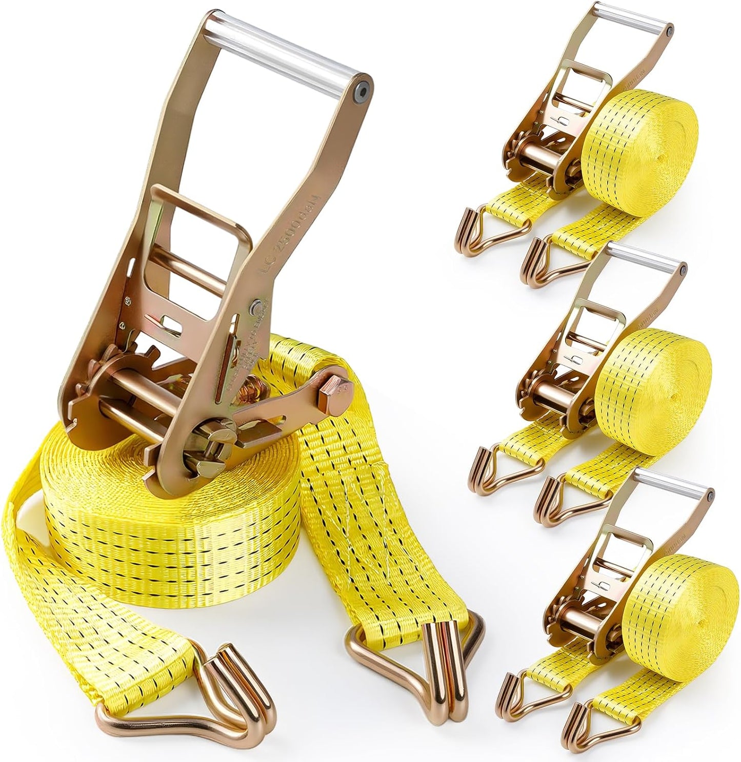 4Pack Heavy Duty Ratchet Straps 2 Inch x 20 Feet for Cargo