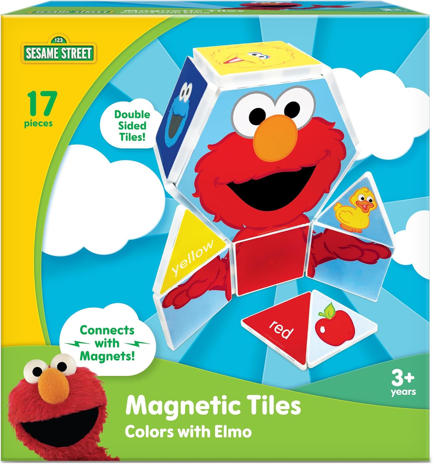 CreateOn Sesame Street Magnetic Building Tiles for Kids Fun