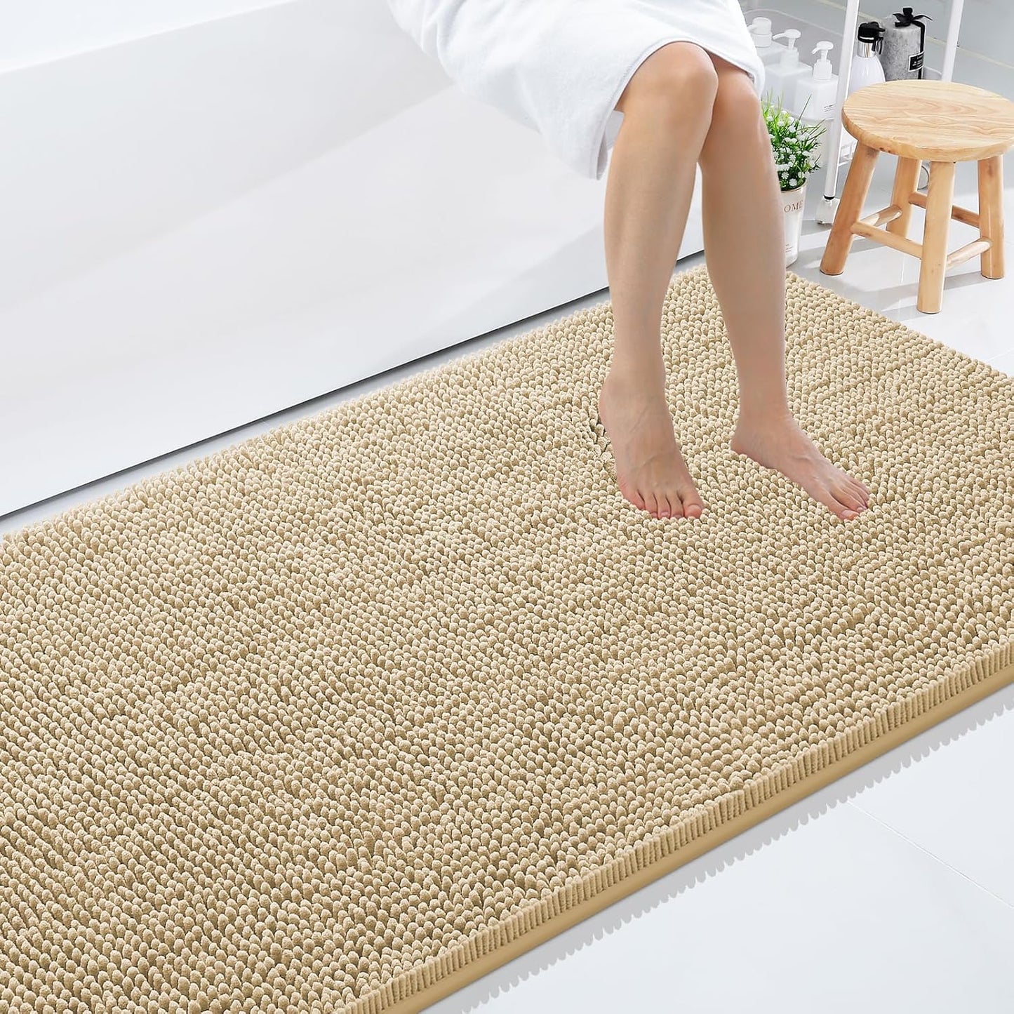 Smiry Luxury Chenille Bathroom Rugs for Soft Comfort and Style