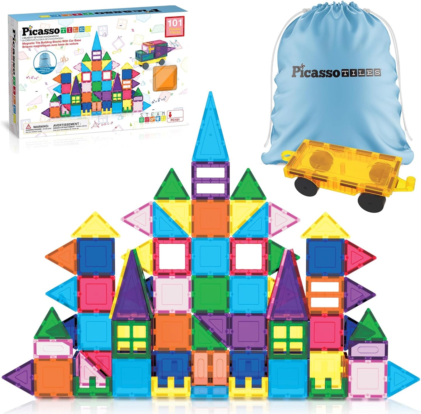 PicassoTiles Magnetic Tiles Building Blocks for Kids STEM Learning