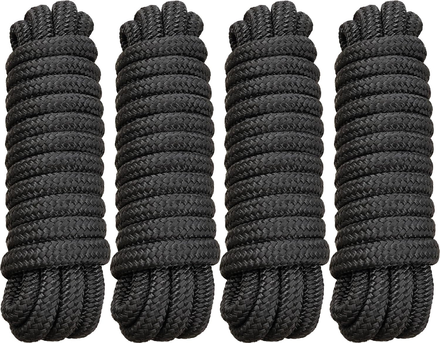 4 Pack 5/8 in x 20 ft Dock Lines - Durable Marine Grade Rope