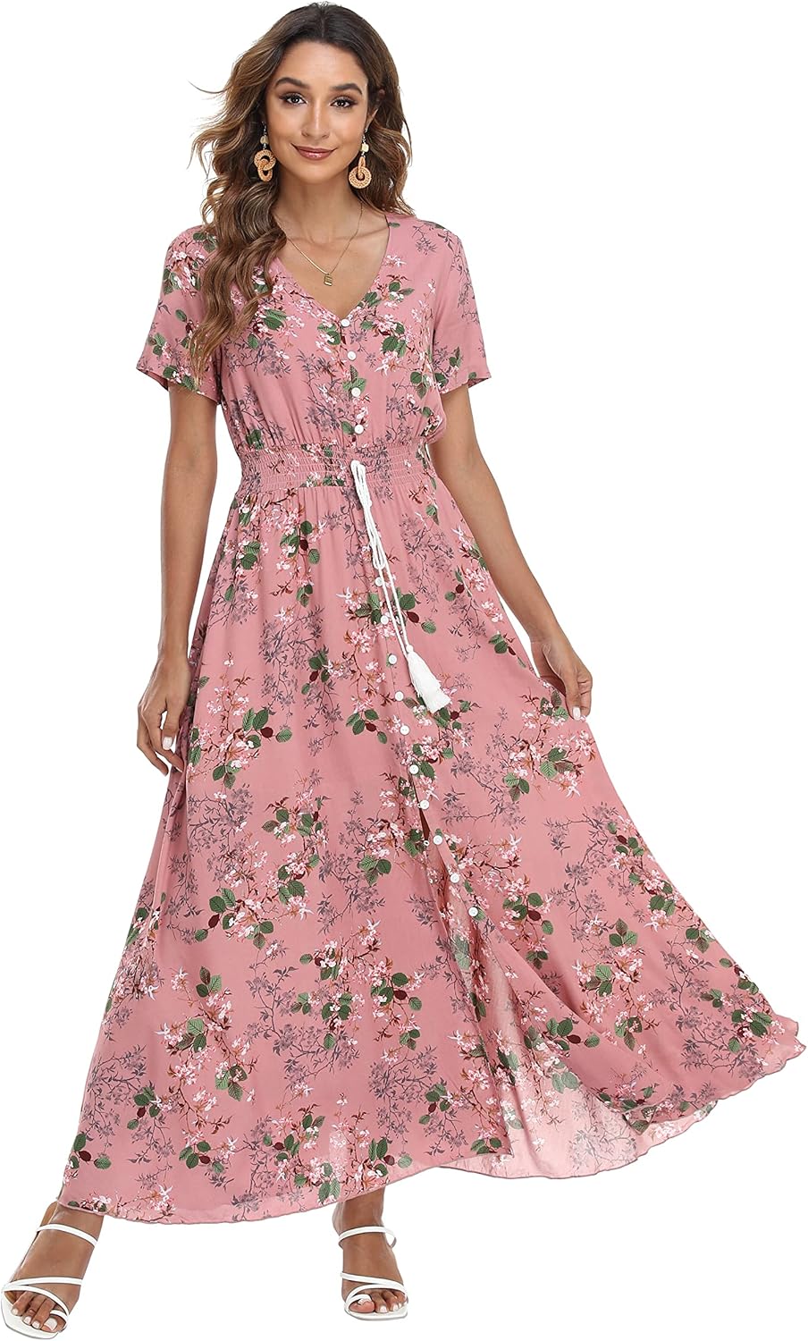 VintageClothing Women's Floral Maxi Dress for Summer Fun