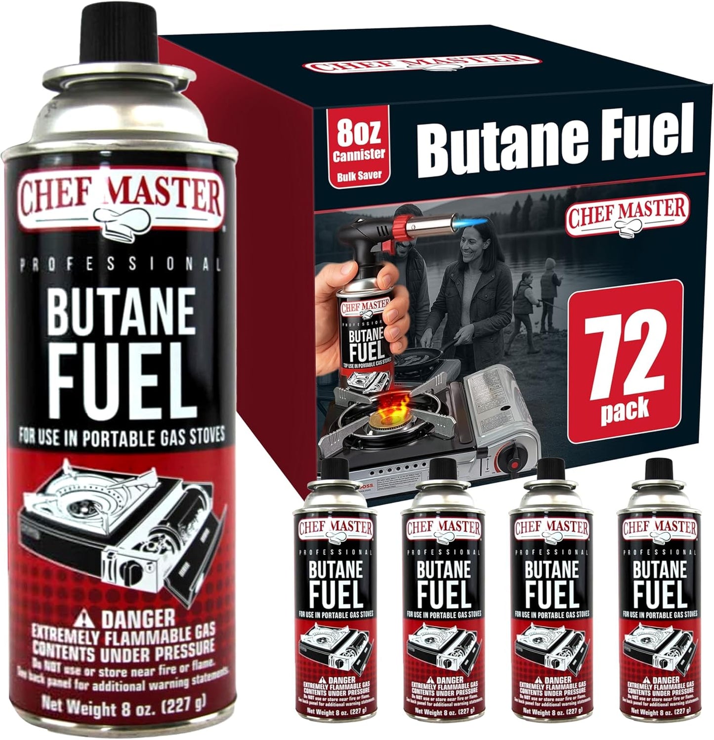 Chef Master Butane Fuel Canisters for Camping and Cooking