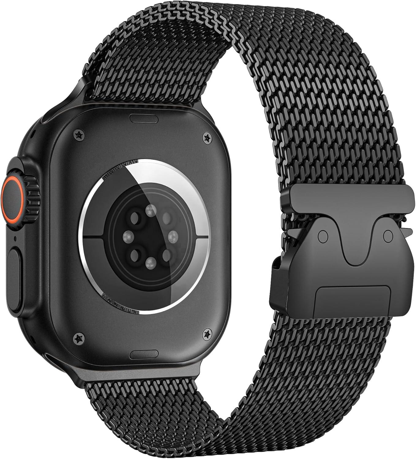 Stainless Steel Milanese Loop for Apple Watch: Parachute Buckle, Compatible with iWatch Ultra Series