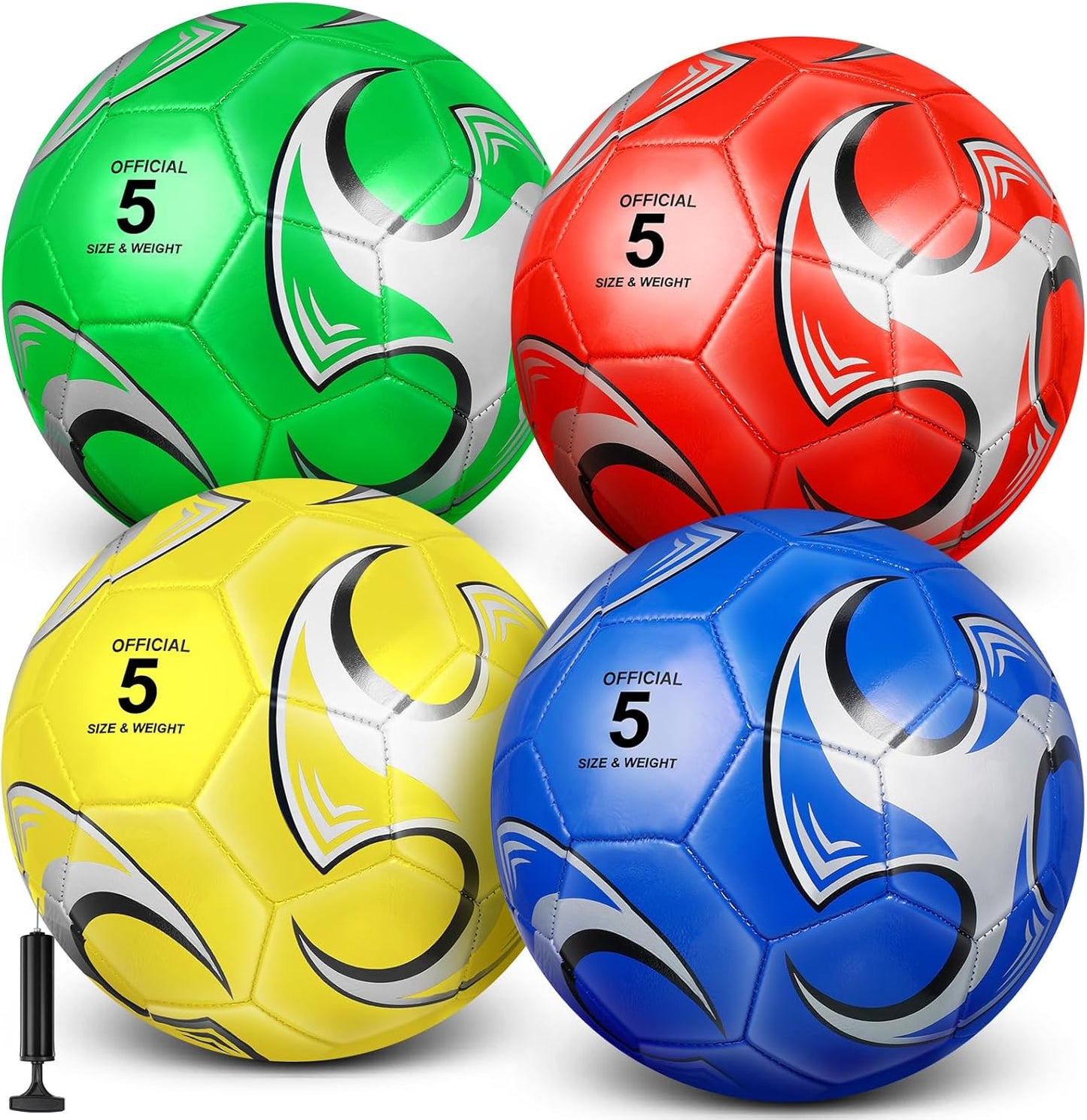 HyDren 4 Pcs Soccer Balls with Pump for Indoor Outdoor Fun