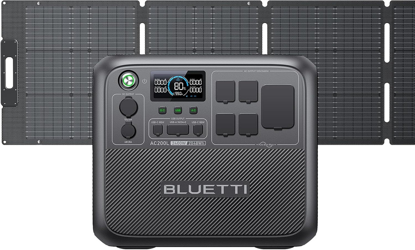 BLUETTI Solar Generator with 2,048Wh Battery - 3,600W Power for Camping & Emergencies