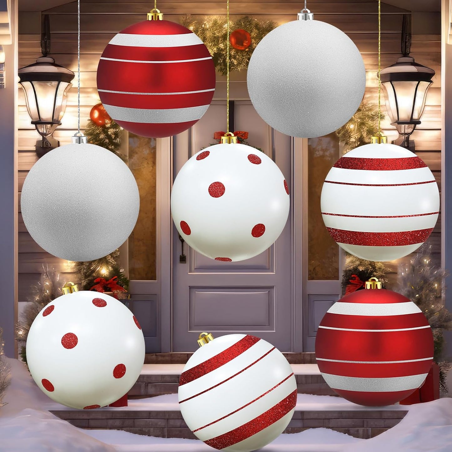 8 Pack Extra Large Christmas Ornaments for Festive Decor