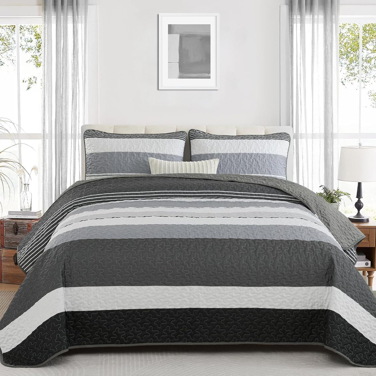 Dinjoy Boho Quilt Set California King Size for Cozy Comfort
