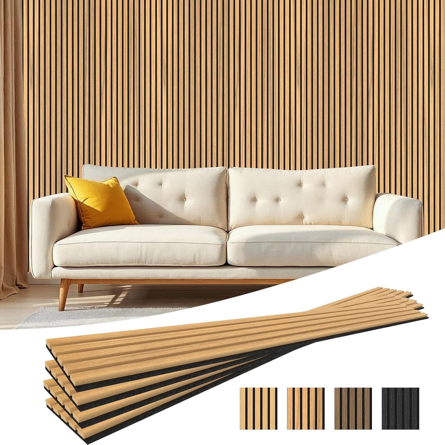 4-Piece Acoustic Wood Wall Panels for Soundproofing and Decor