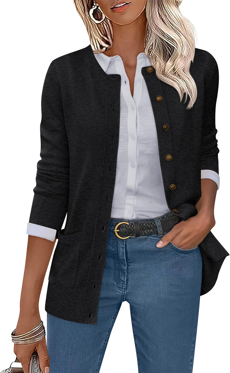 ANRABESS Women's Cardigans for Fall - Soft Knit Style