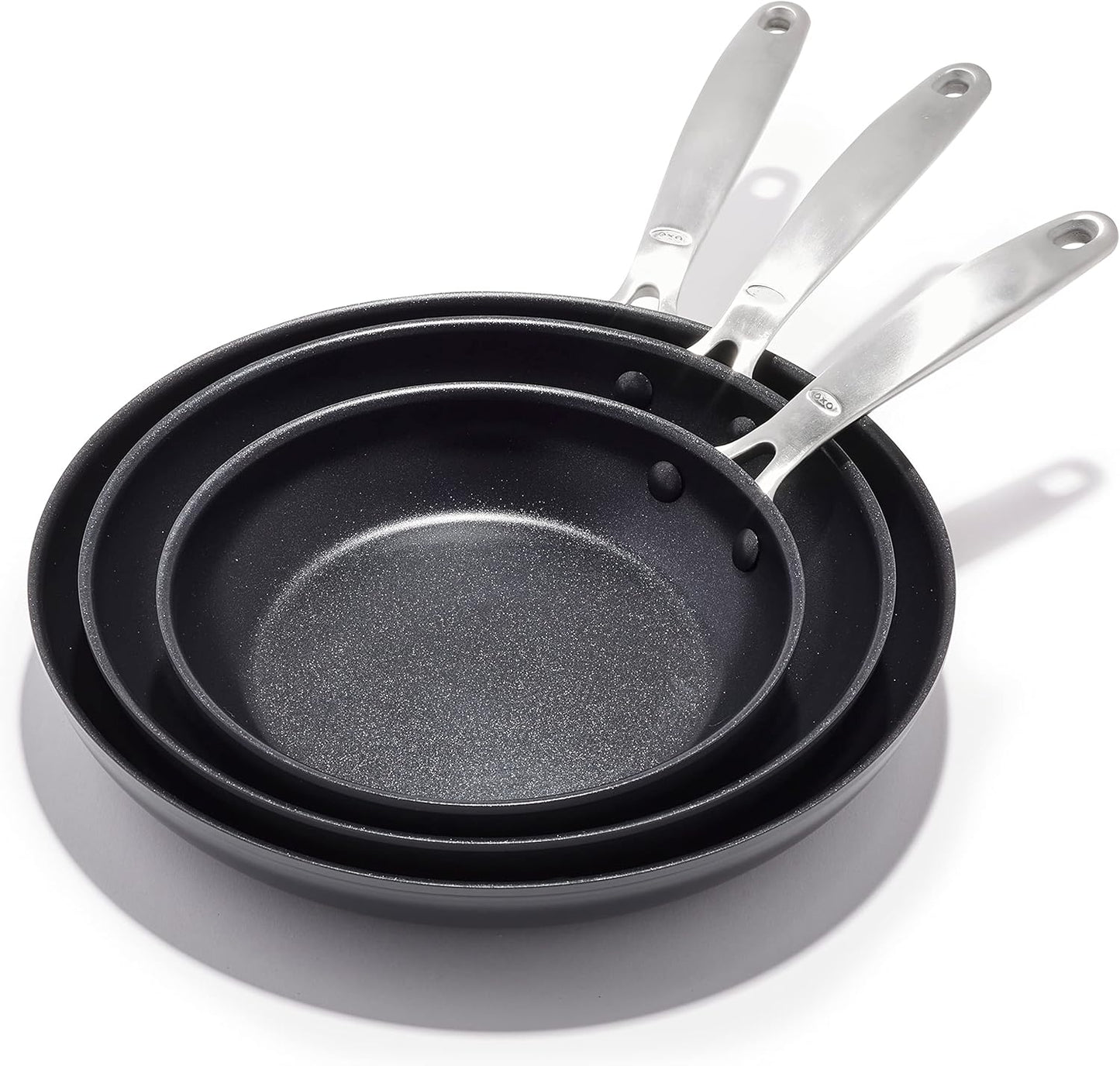 OXO Enhanced 3 Piece Frying Pan Skillet Set for Healthy Cooking