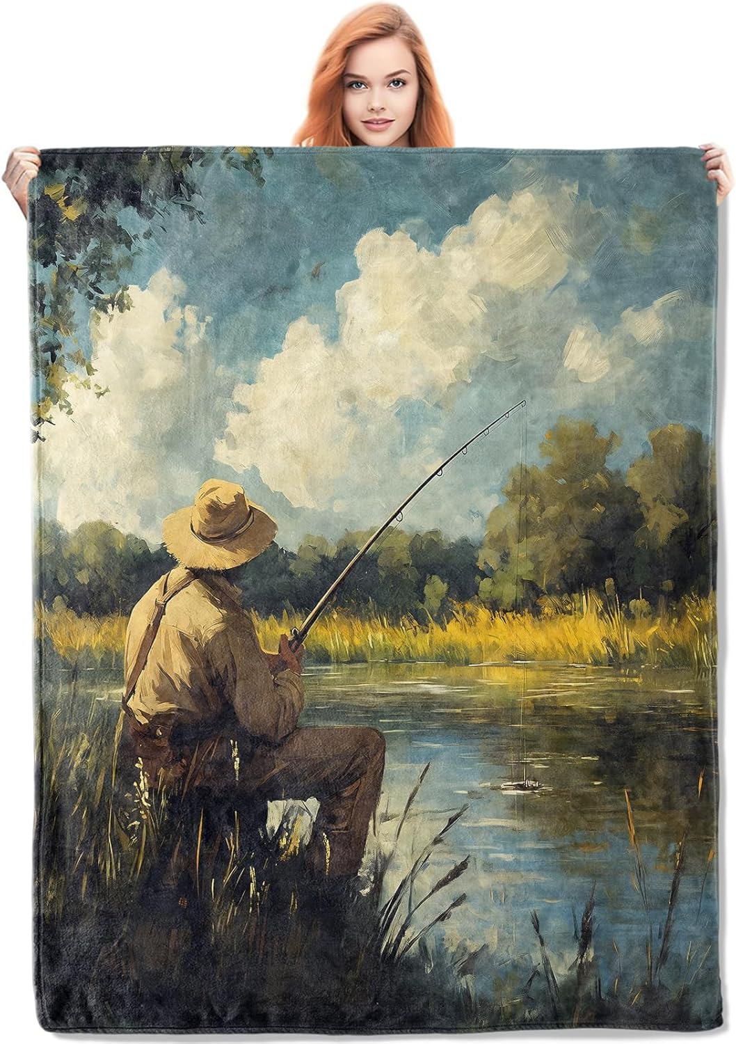 VANZEV Fishing Flannel Blanket | Soft & Lightweight 50 x 60 Throw