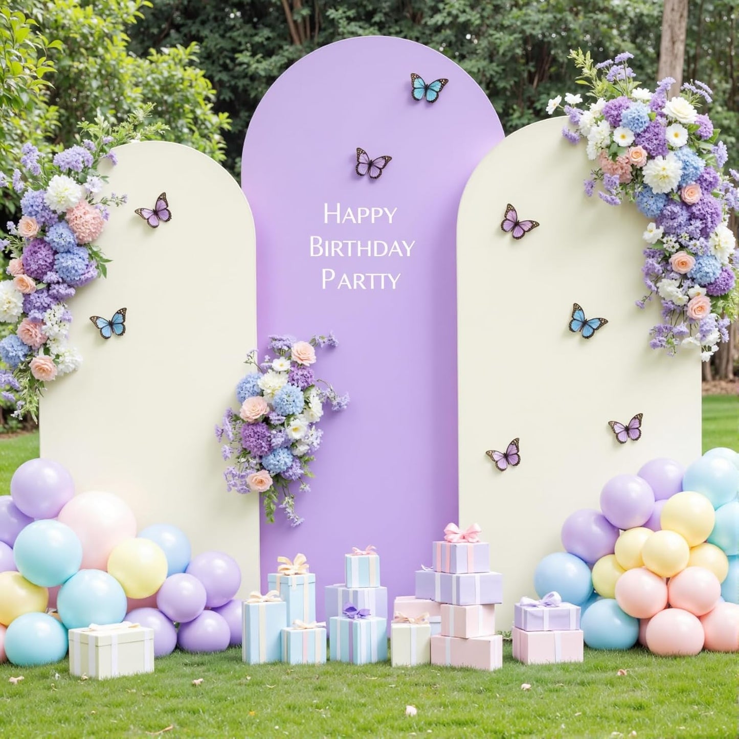 Beige and Purple Arch Cover Set for Stunning Party Backdrops