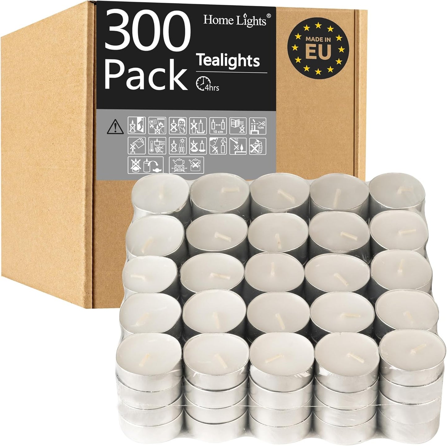 HomeLights Tealight Candles - Unscented Smokeless Tea Lights