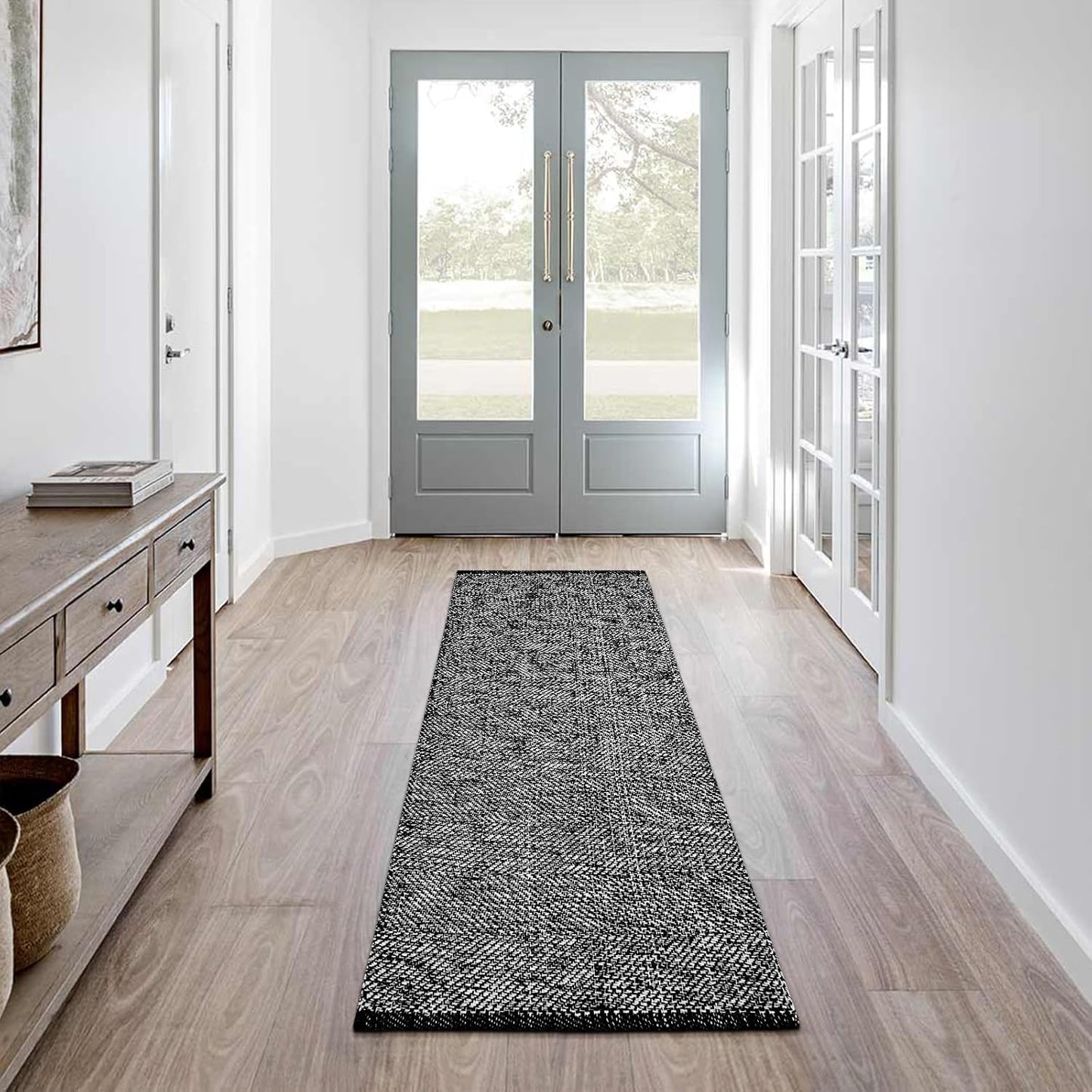 LEEVAN Washable Runner - Hand-Woven Reversible Entryway Rug