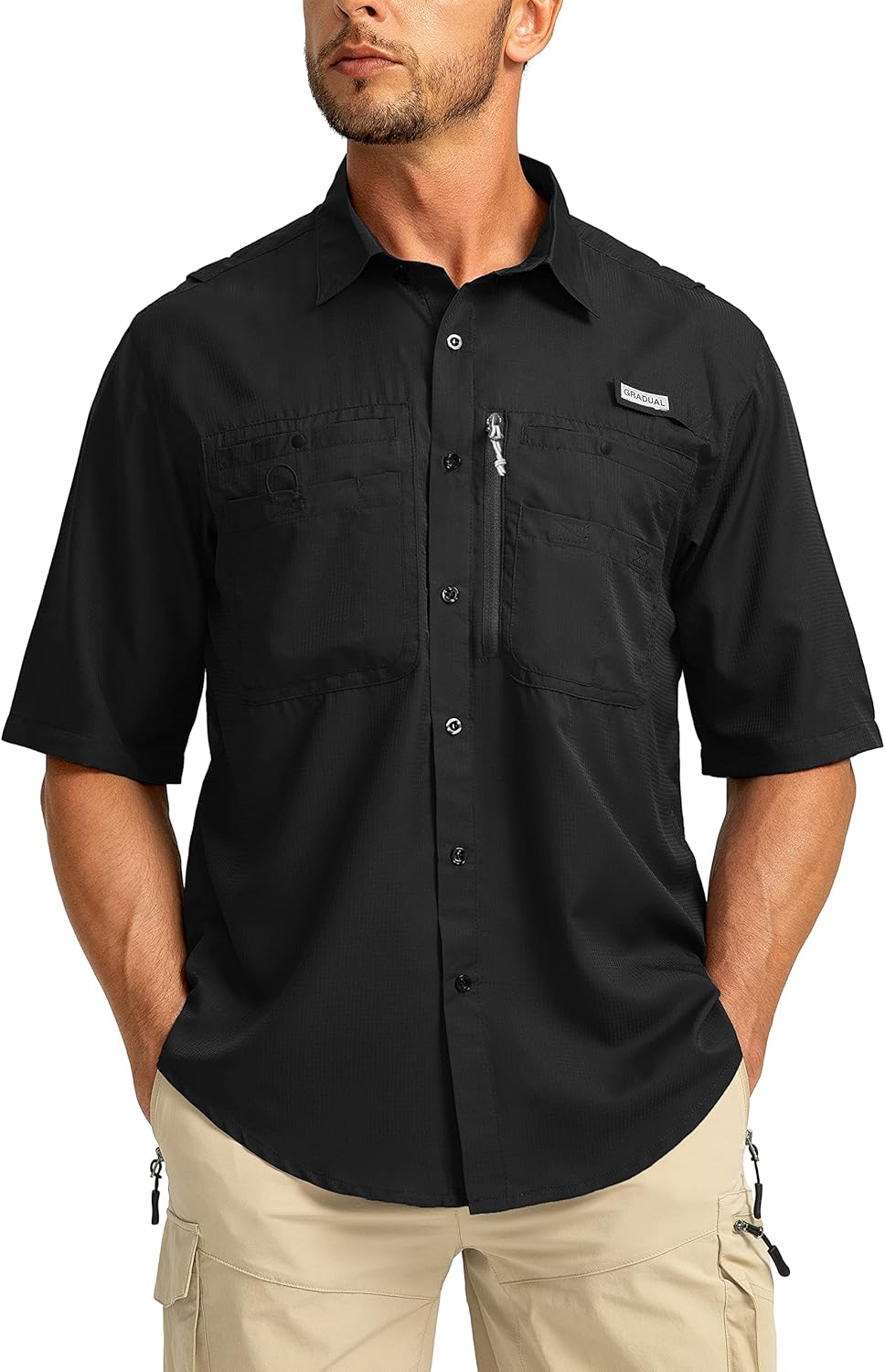 Men's Fishing Shirts with Zipper Pockets for Outdoor Comfort