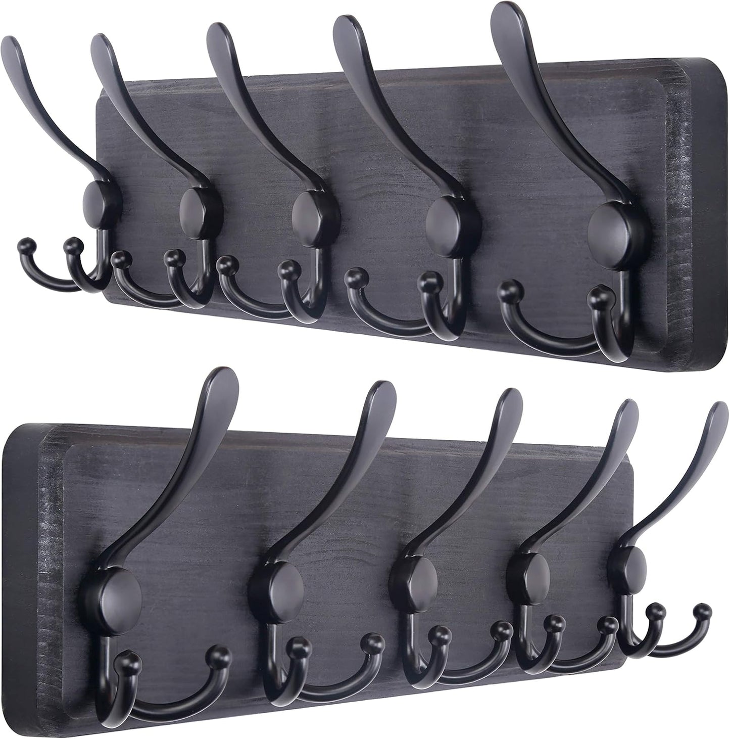 Rustic Wall Mounted Coat Rack with Heavy Duty Triple Hooks