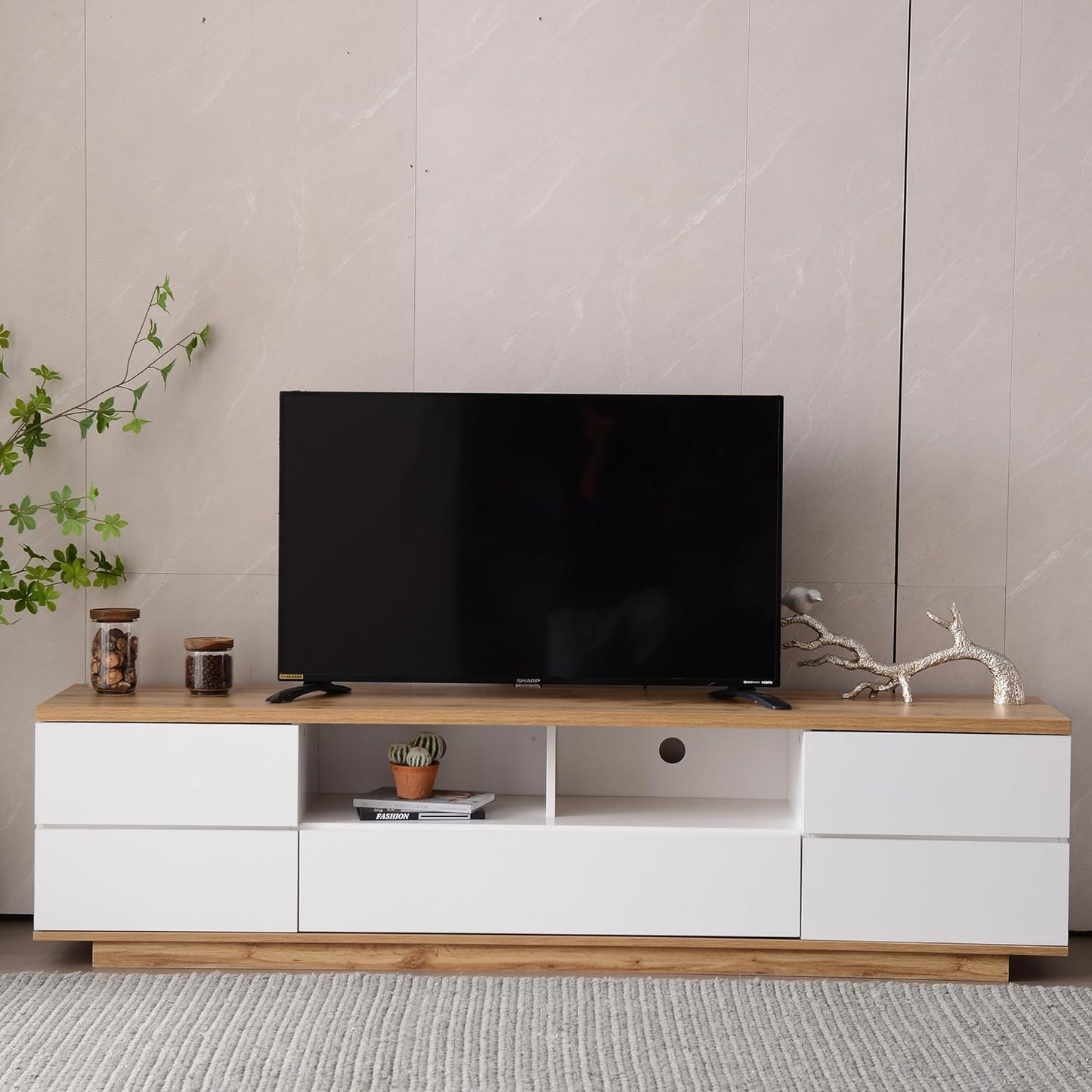 Sturdy TV Console for 80 TVs - Minimalist White