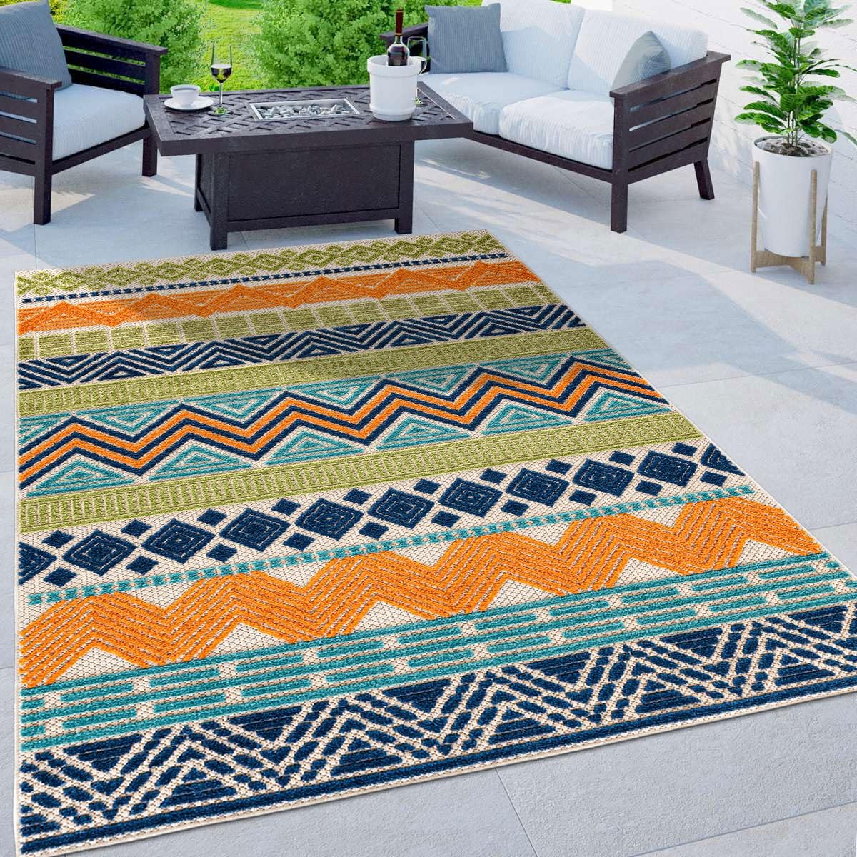 Rugshop Multi Marbella Boho Indoor/Outdoor Area Rug Review