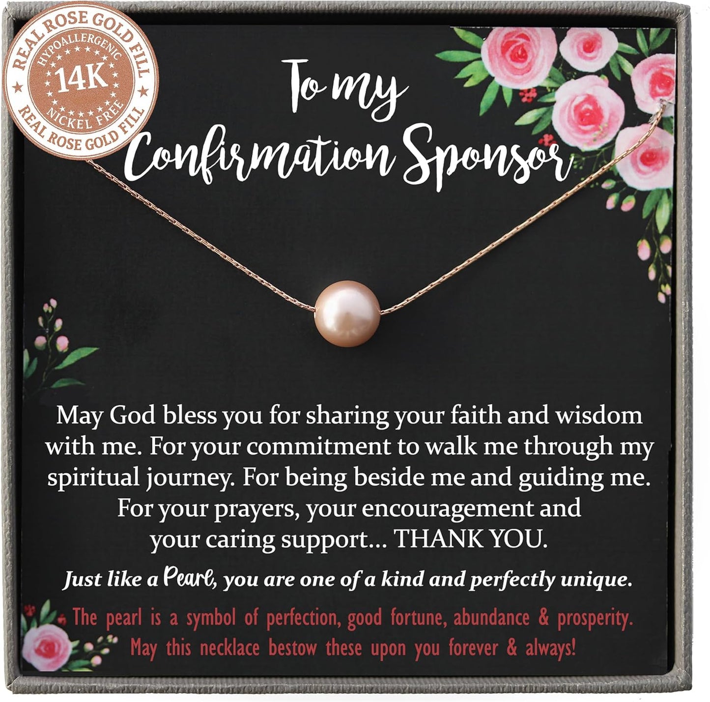 Confirmation Sponsor Gifts for Women - 14K Gold Pearl Necklace