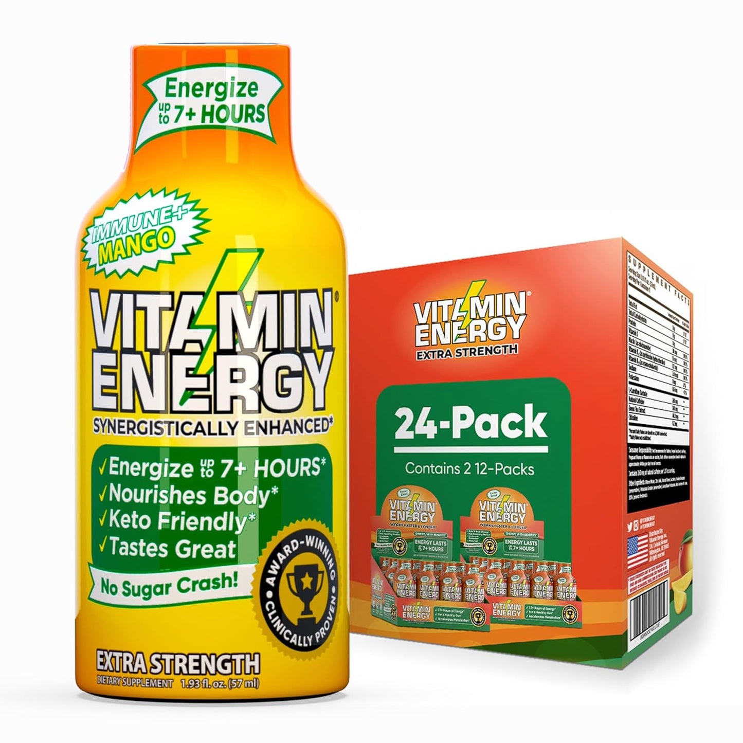 Vitamin Energy Immune+ Extra Strength Energy Shot for Focus