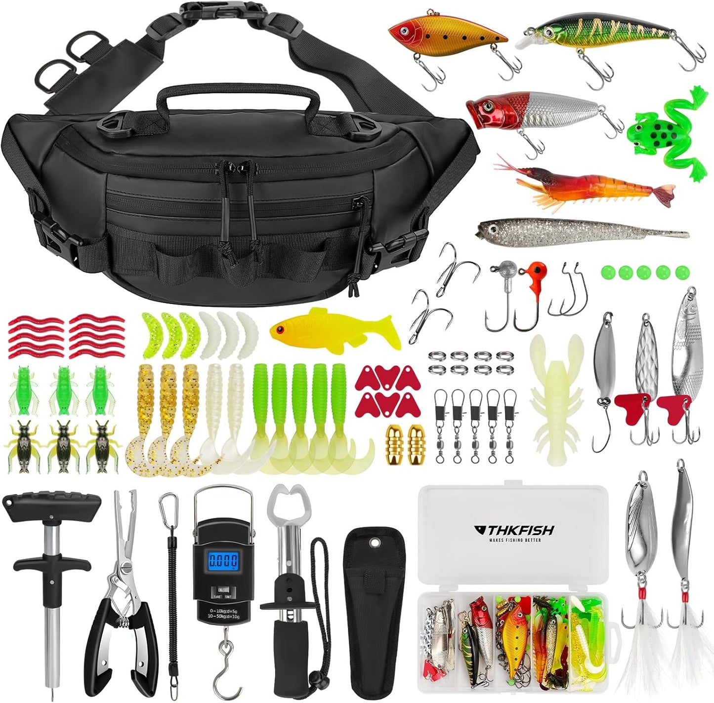 85Pc Fishing Tool Kit w/ Tackle Sling Bag - THKFISH